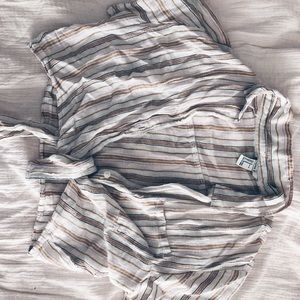 loose button up crop top